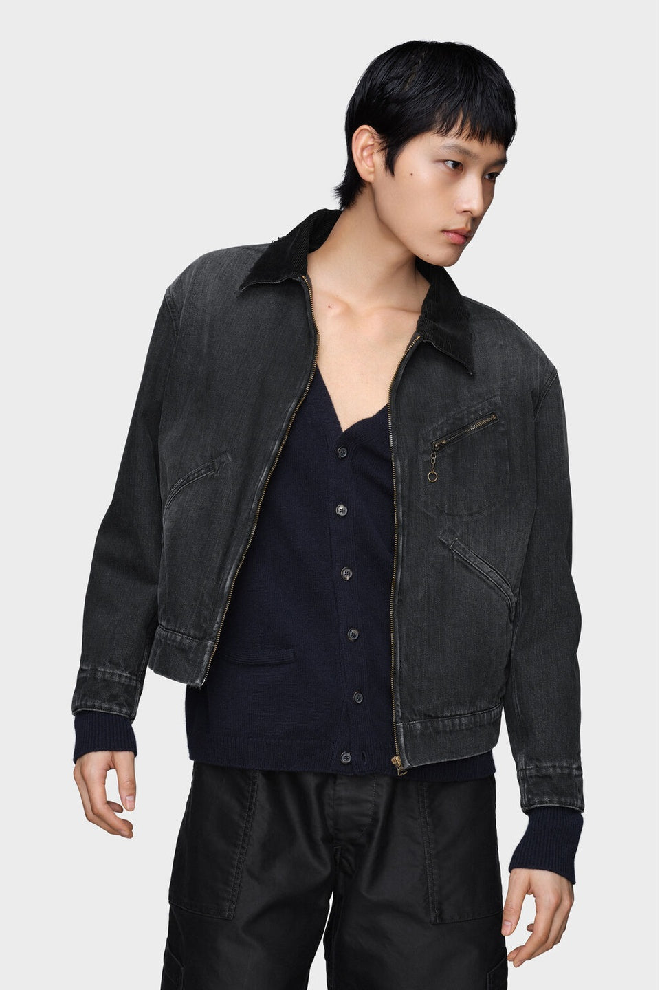 Maison Margiela-Men's Black Cotton Denim Jacket-NOWALL