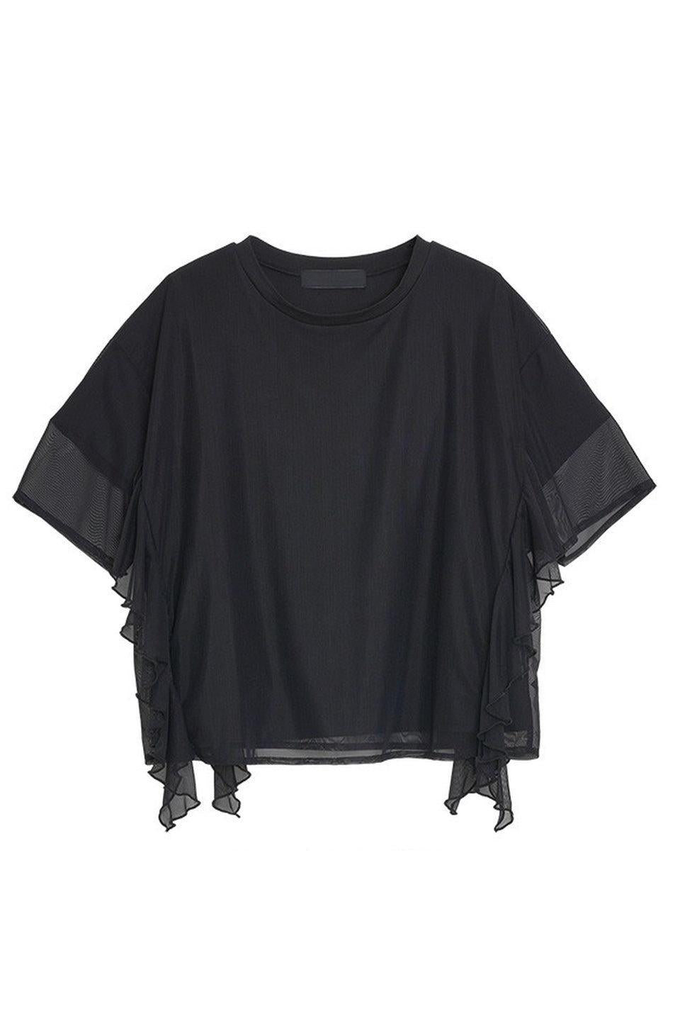 MICALLE MICALLE-Mesh Frill Sleeve Top-NOWALL
