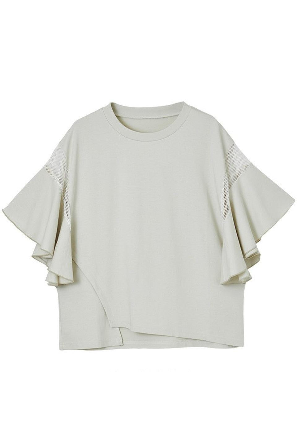 MICALLE MICALLE-Mesh Panel Double Frill Tee-NOWALL