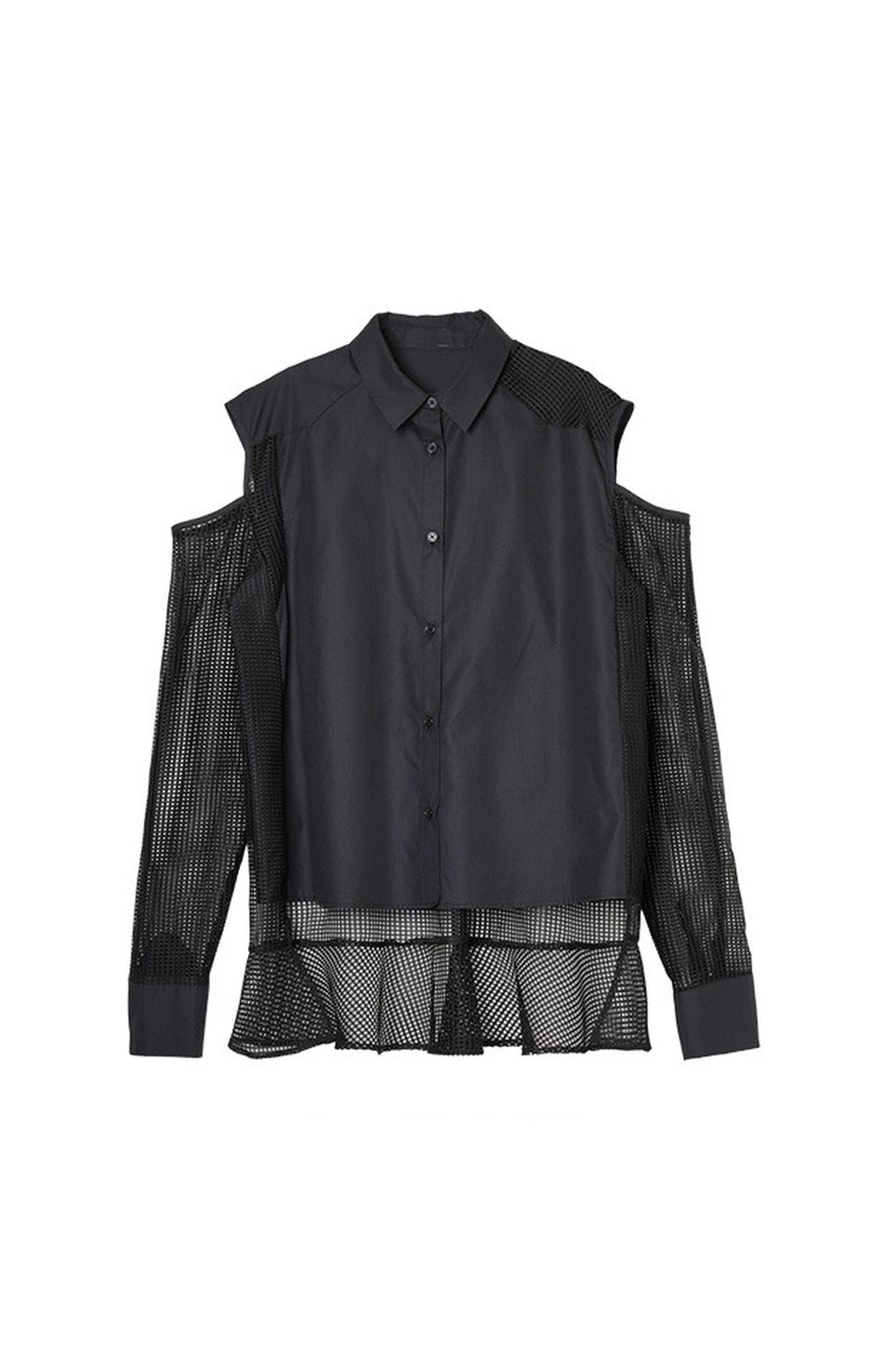 MICALLE MICALLE-Mesh Panel Layered Shirt-NOWALL