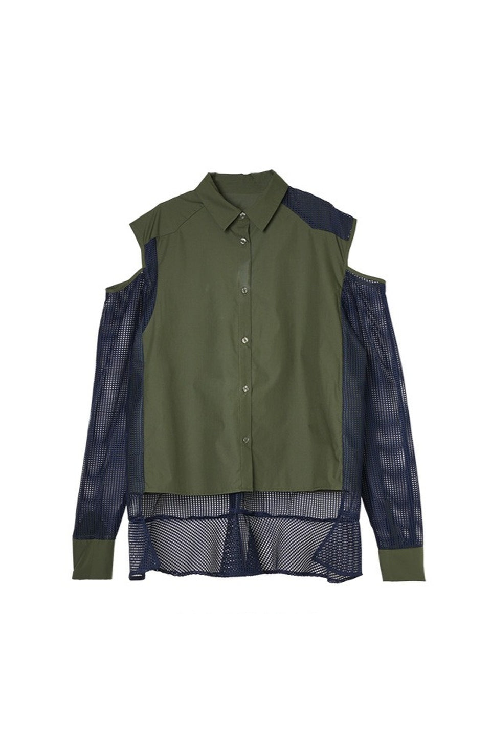 MICALLE MICALLE-Mesh Panel Layered Shirt-NOWALL