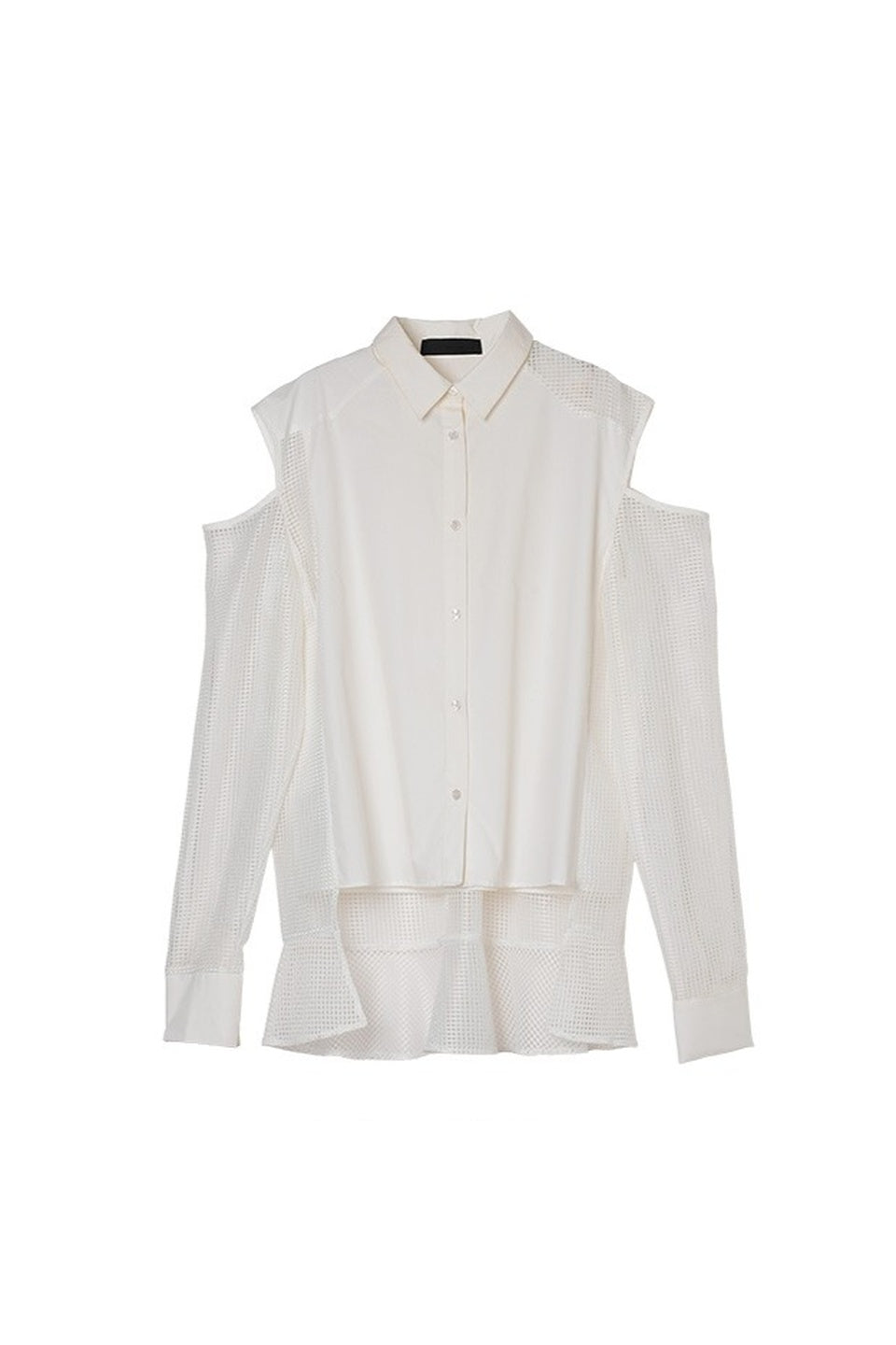 MICALLE MICALLE-Mesh Panel Layered Shirt-NOWALL