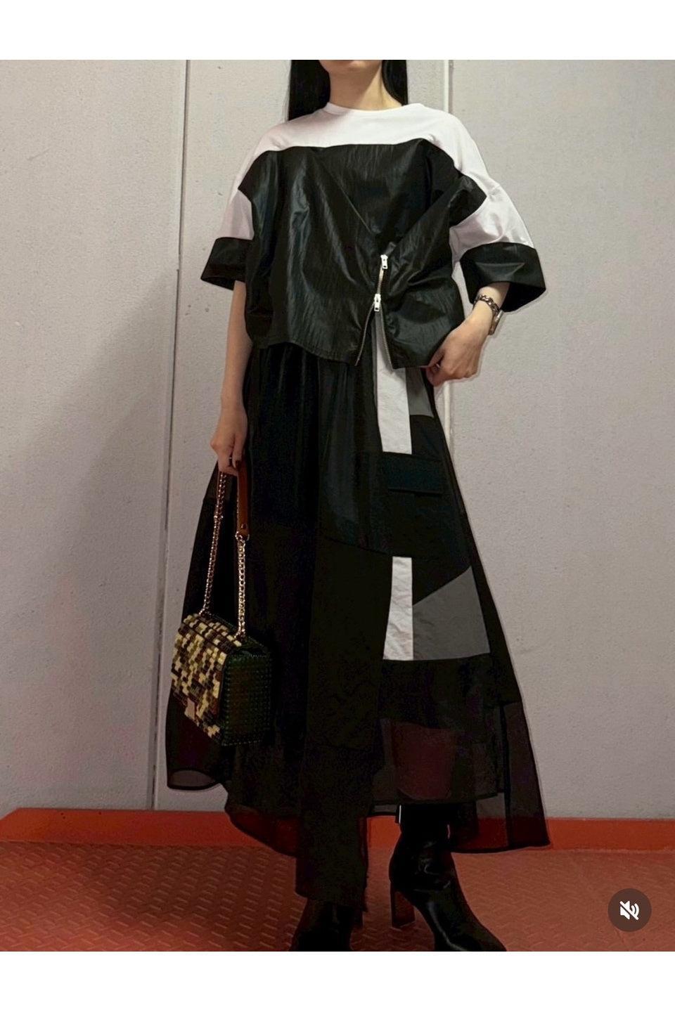 MICALLE MICALLE-Mix Panel Long Skirt-NOWALL