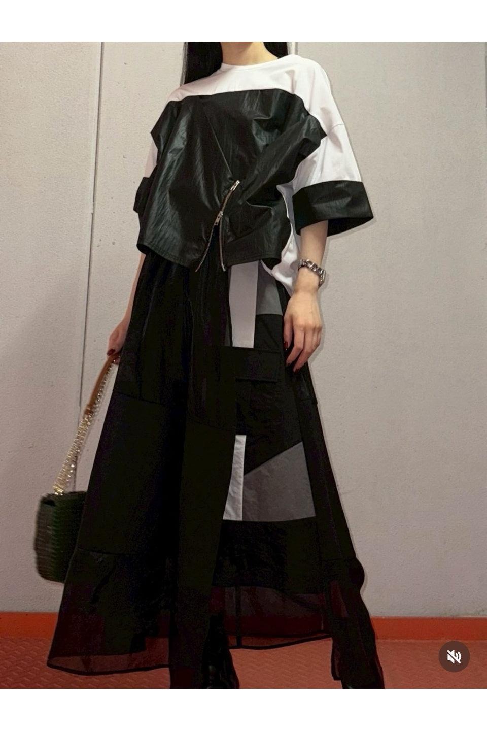 MICALLE MICALLE-Mix Panel Long Skirt-NOWALL