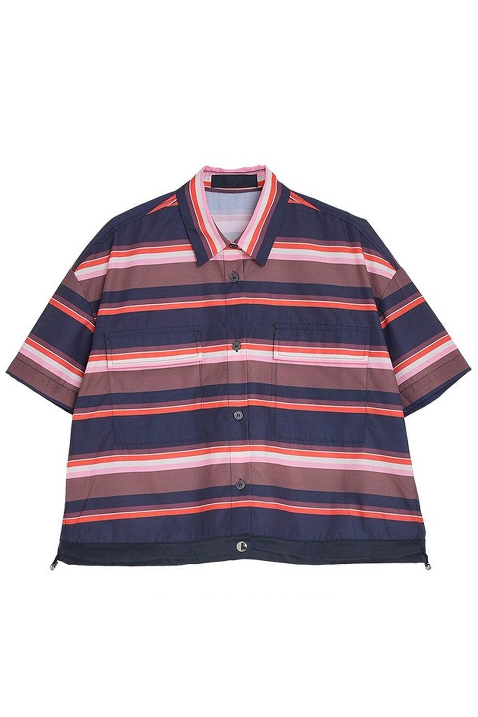 MICALLE MICALLE-Multi Border Short Sleeve Shirt-NOWALL