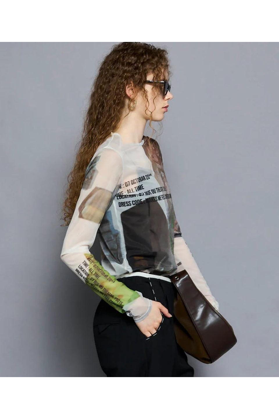 MAISON SPECIAL-ORDINARY DAYS PRINT SHEER TOPS-NOWALL