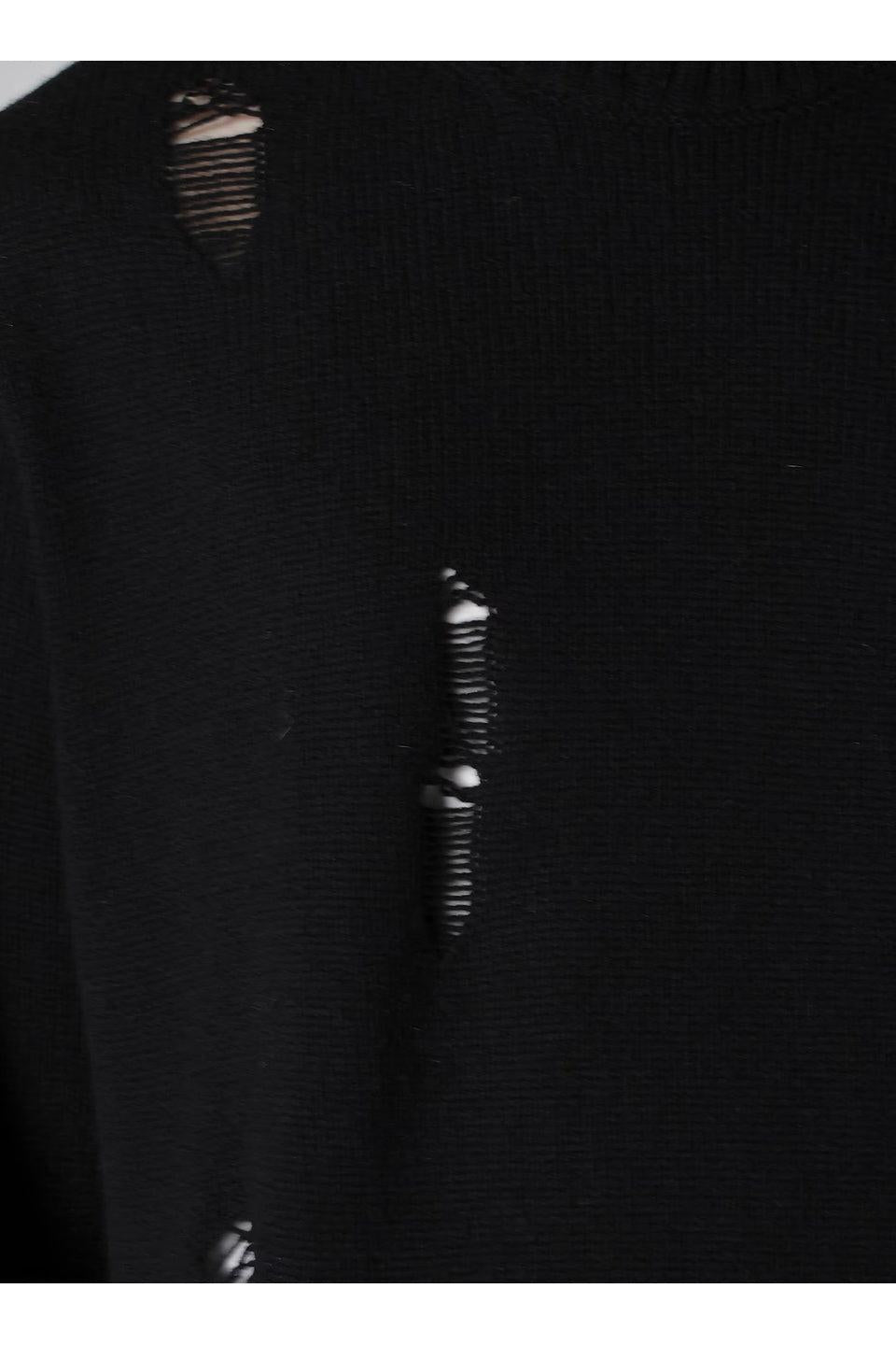 Yohji Yamamoto POUR HOMME-PLAIN STITCH CRASHED ROUND NECK PULLOVER-NOWALL