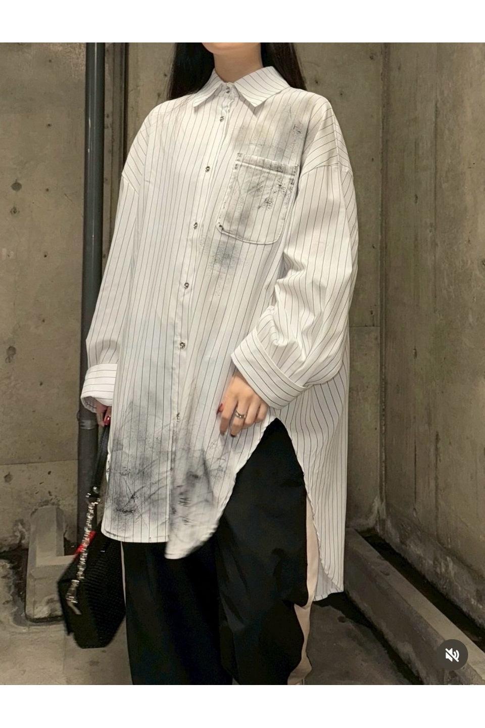 MICALLE MICALLE-Painted Stripe Long Shirt-NOWALL