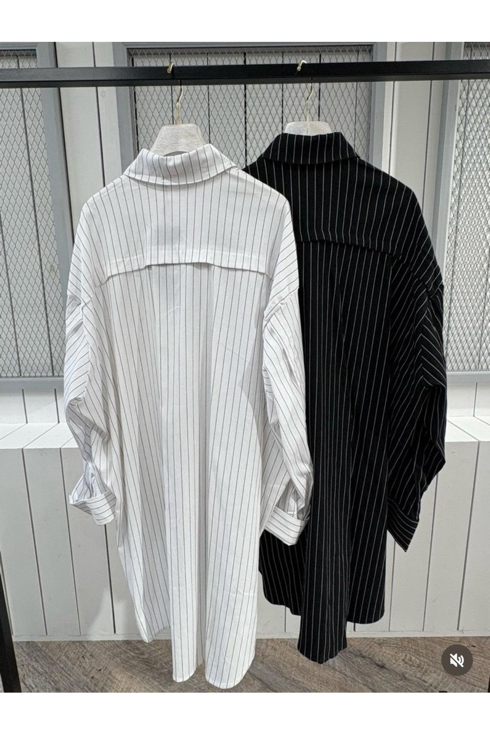 MICALLE MICALLE-Painted Stripe Long Shirt-NOWALL
