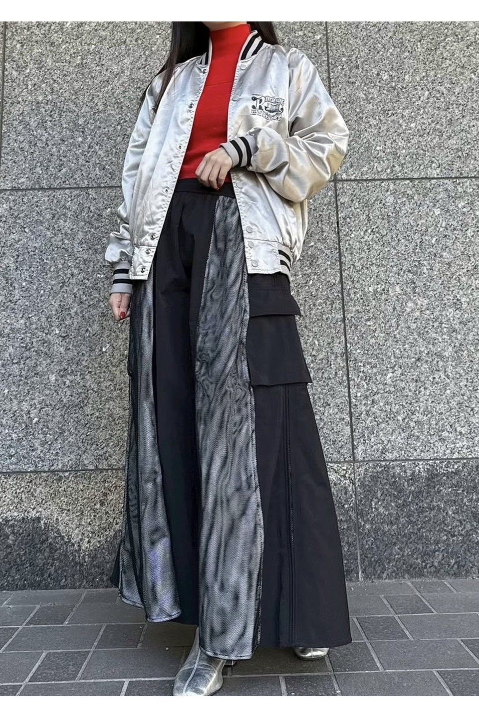 MICALLE MICALLE-Panel Switching Flare Skirt-NOWALL