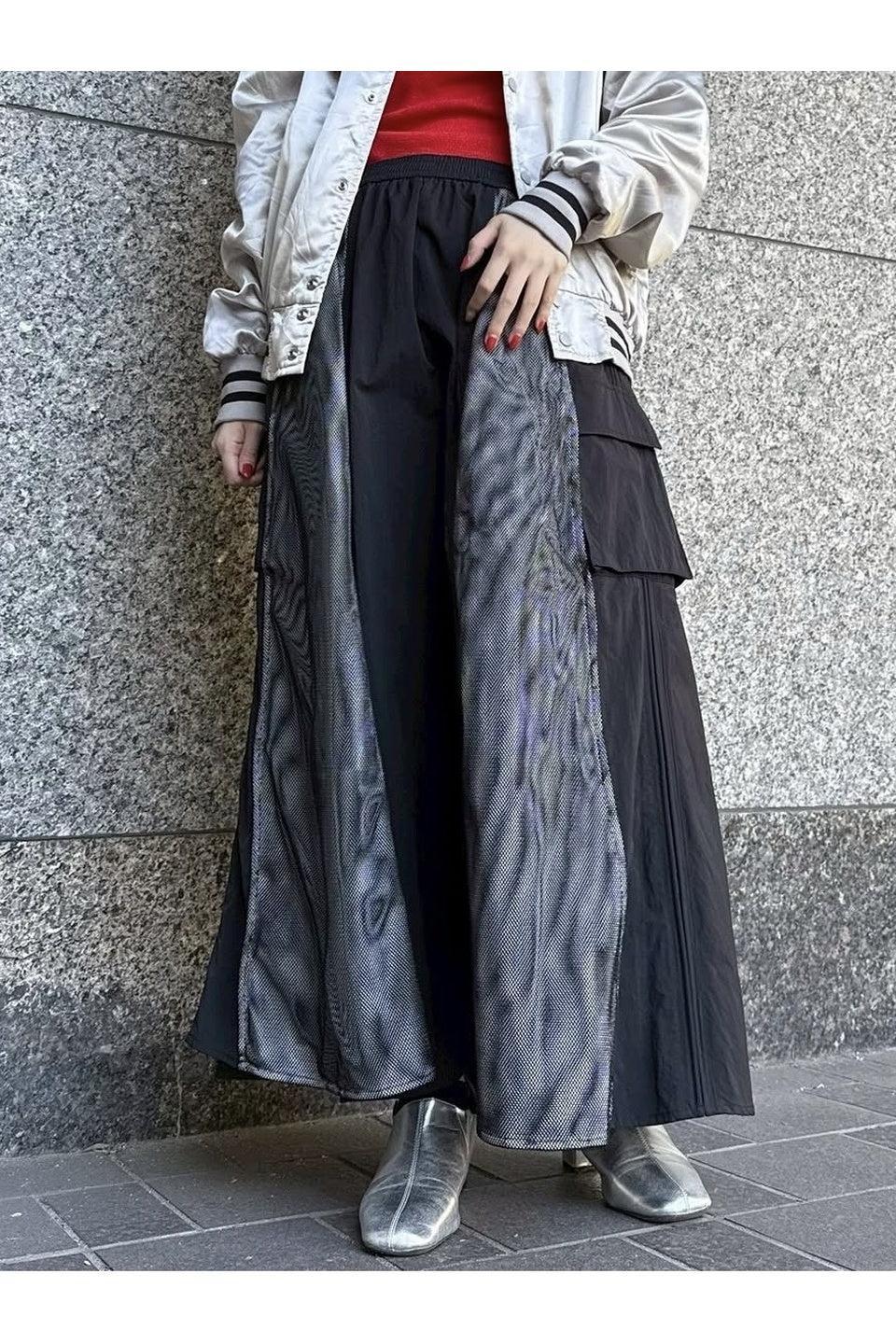 MICALLE MICALLE-Panel Switching Flare Skirt-NOWALL