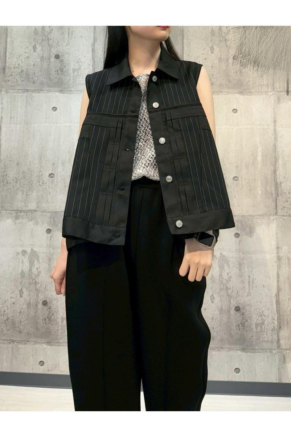 MICALLE MICALLE-Pinstripe Layered Vest-NOWALL
