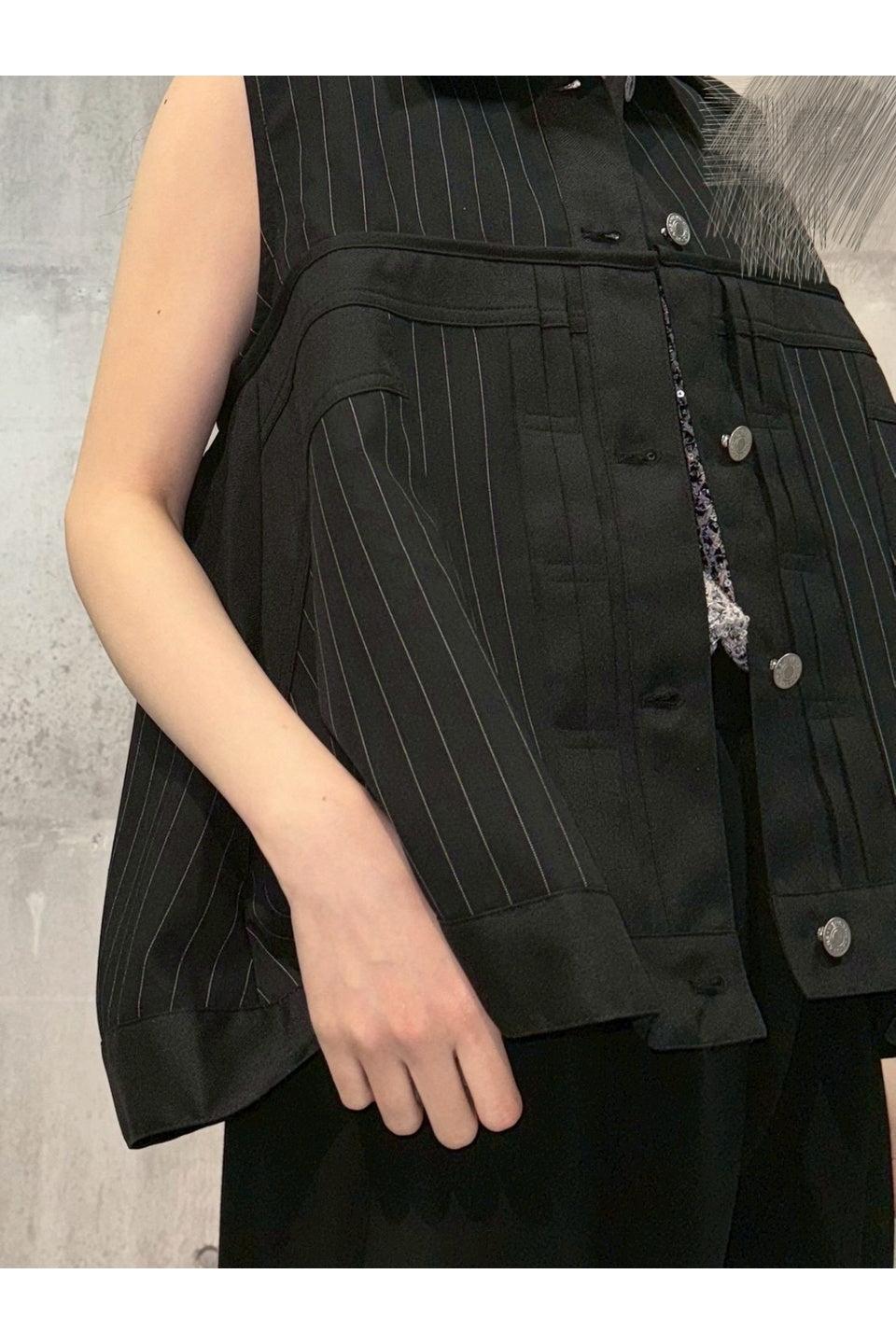 MICALLE MICALLE-Pinstripe Layered Vest-NOWALL