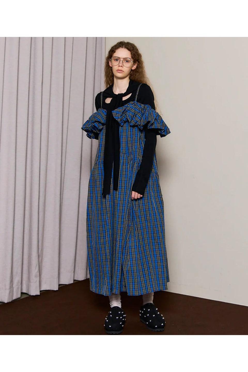 MAISON SPECIAL-Plaid Taffeta Voluminous Dress-NOWALL