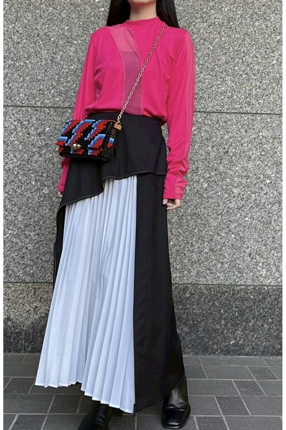 MICALLE MICALLE-Pleats Docking Wrap Skirt-NOWALL