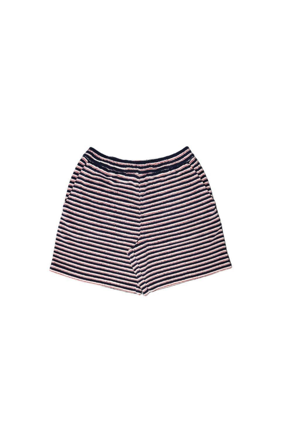 MARNI-RED AND BLUE STRIPED TERRY SHORT PANTS-NOWALL