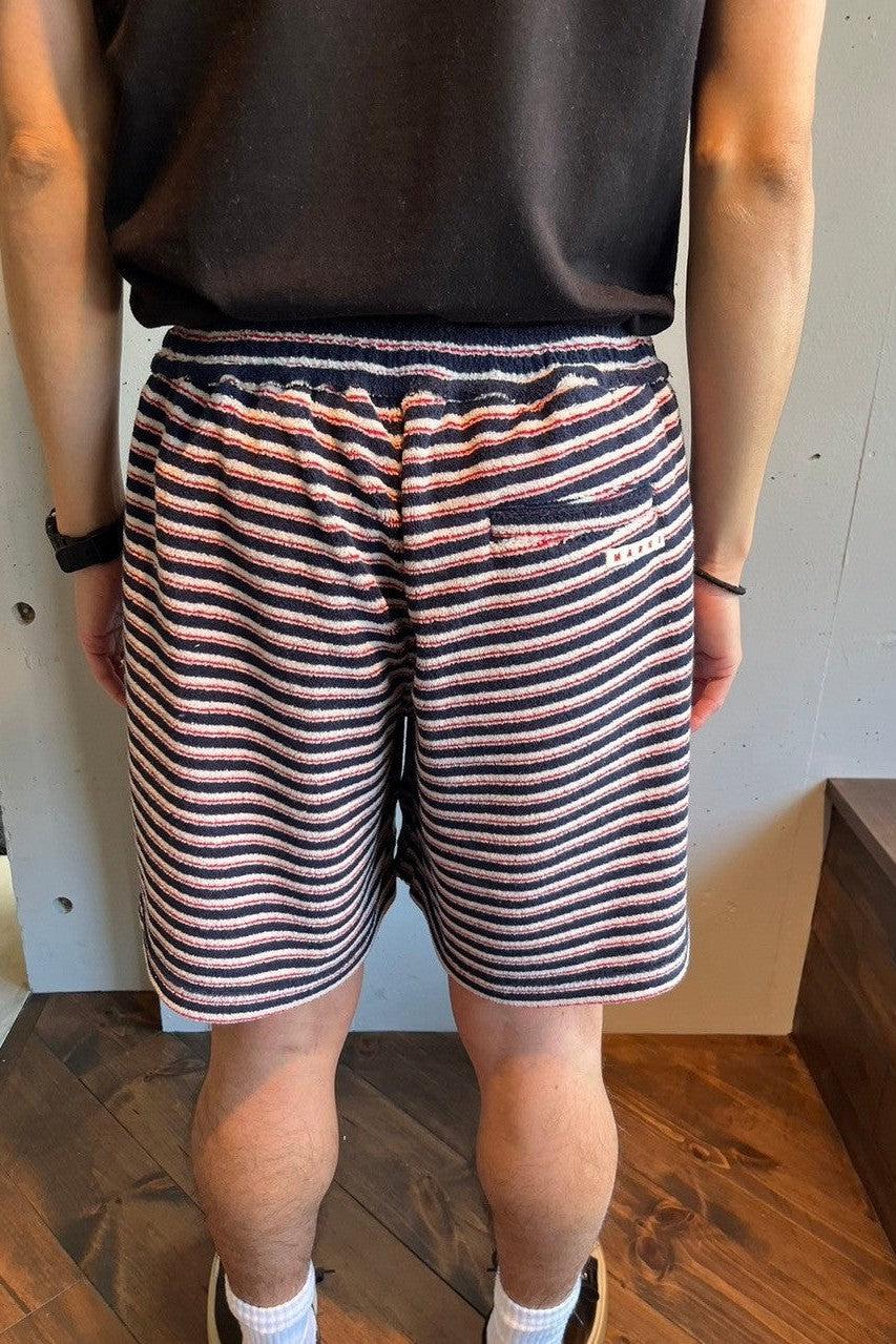 MARNI-RED AND BLUE STRIPED TERRY SHORT PANTS-NOWALL