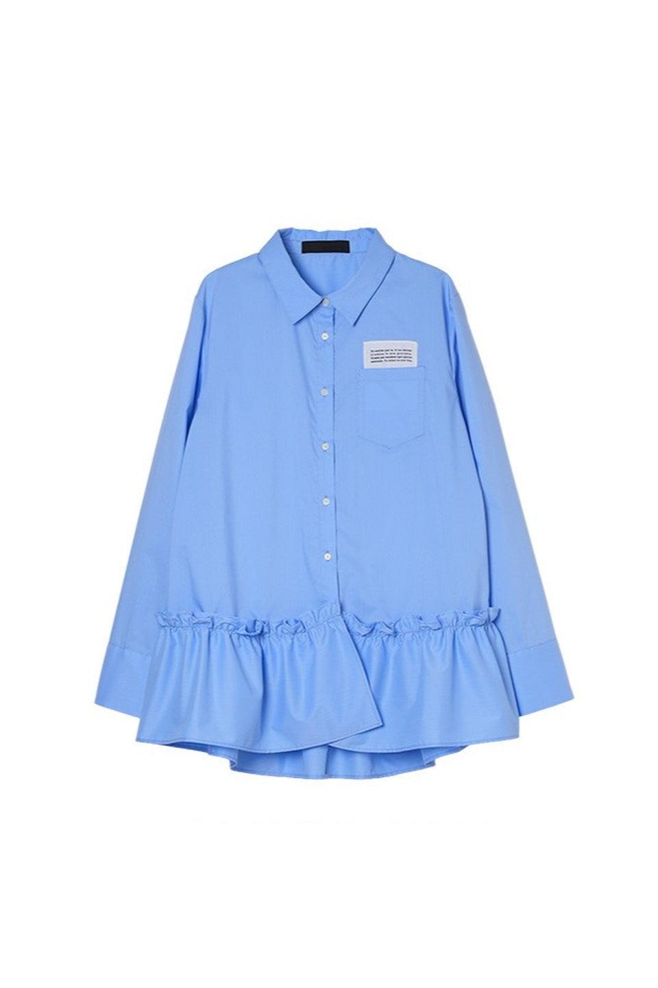 MICALLE MICALLE-Ruffle Hem Long Shirt-NOWALL