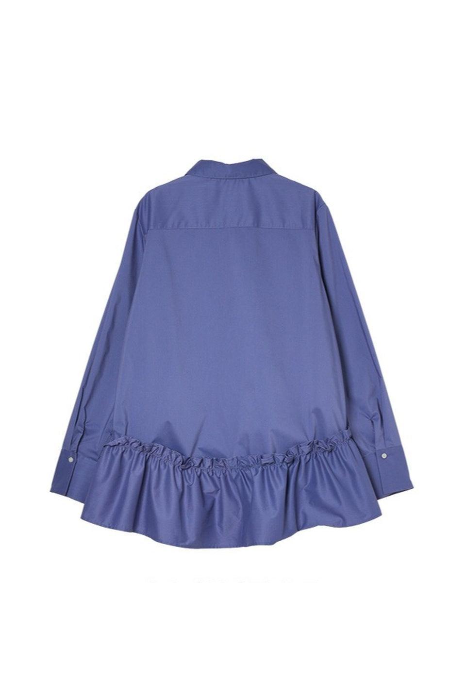 MICALLE MICALLE-Ruffle Hem Long Shirt-NOWALL