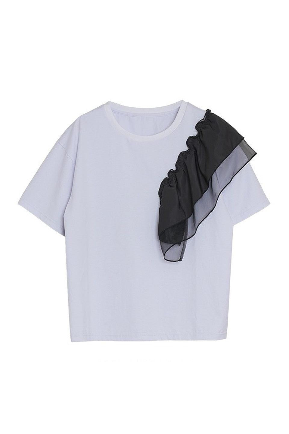 MICALLE MICALLE-Ruffle Shoulder Tee-NOWALL