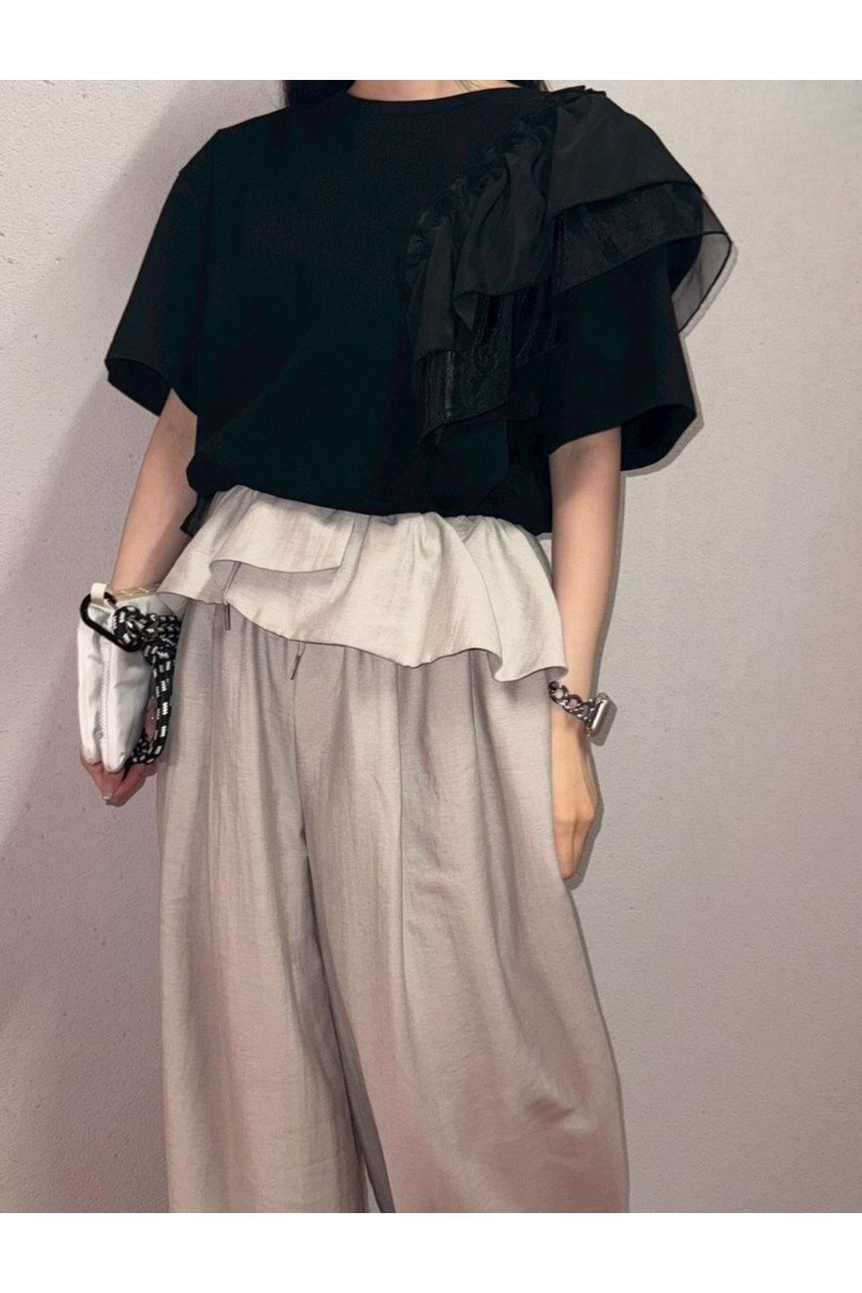 MICALLE MICALLE-Ruffle Shoulder Tee-NOWALL