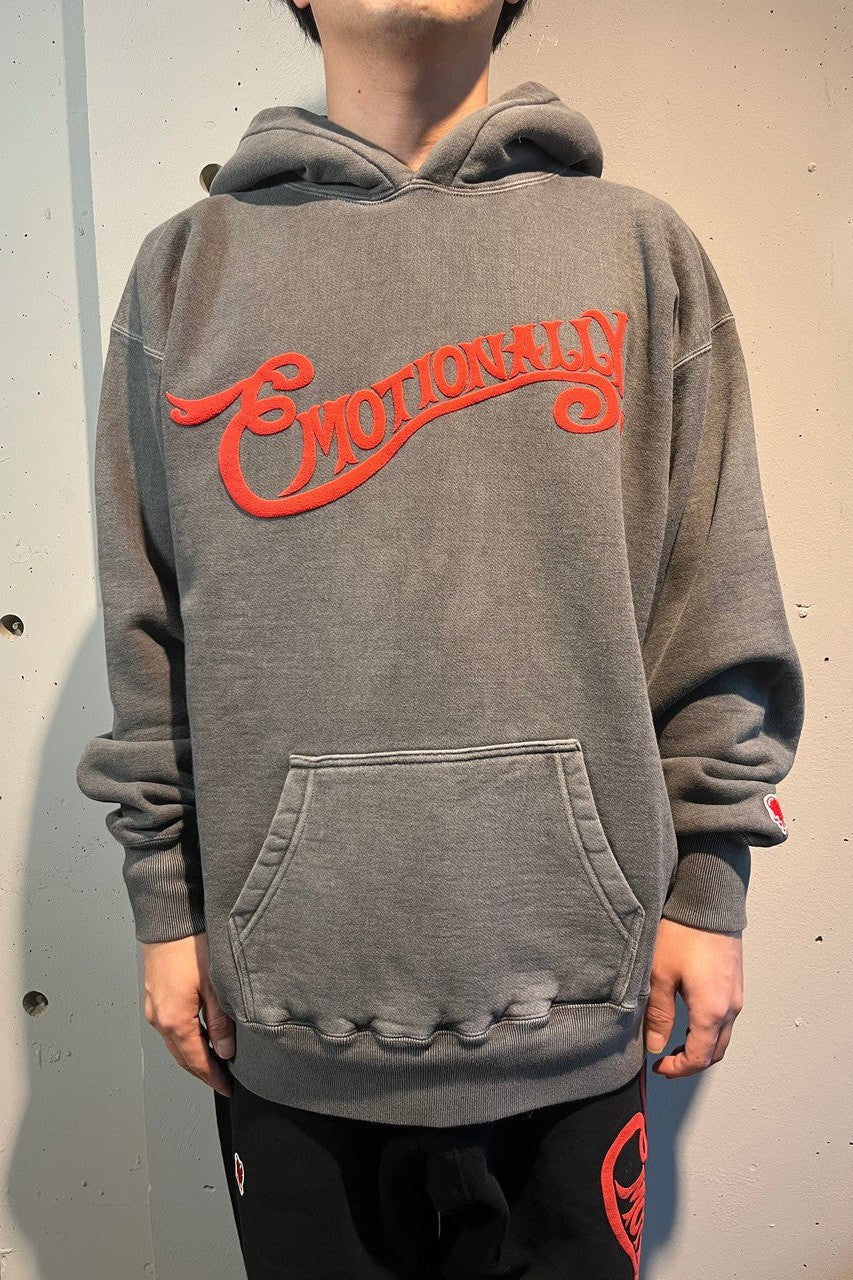 EMOTIONALLY UNAVAILABLE-SCRIPT LOGO HOODIE-NOWALL