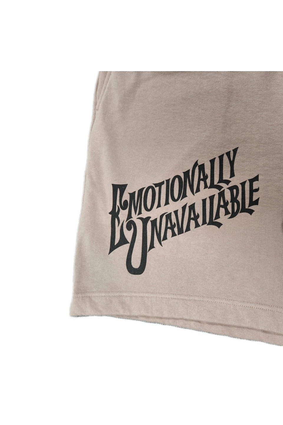 EMOTIONALLY UNAVAILABLE-SCRIPT LOGO SWEAT SHORTS-NOWALL