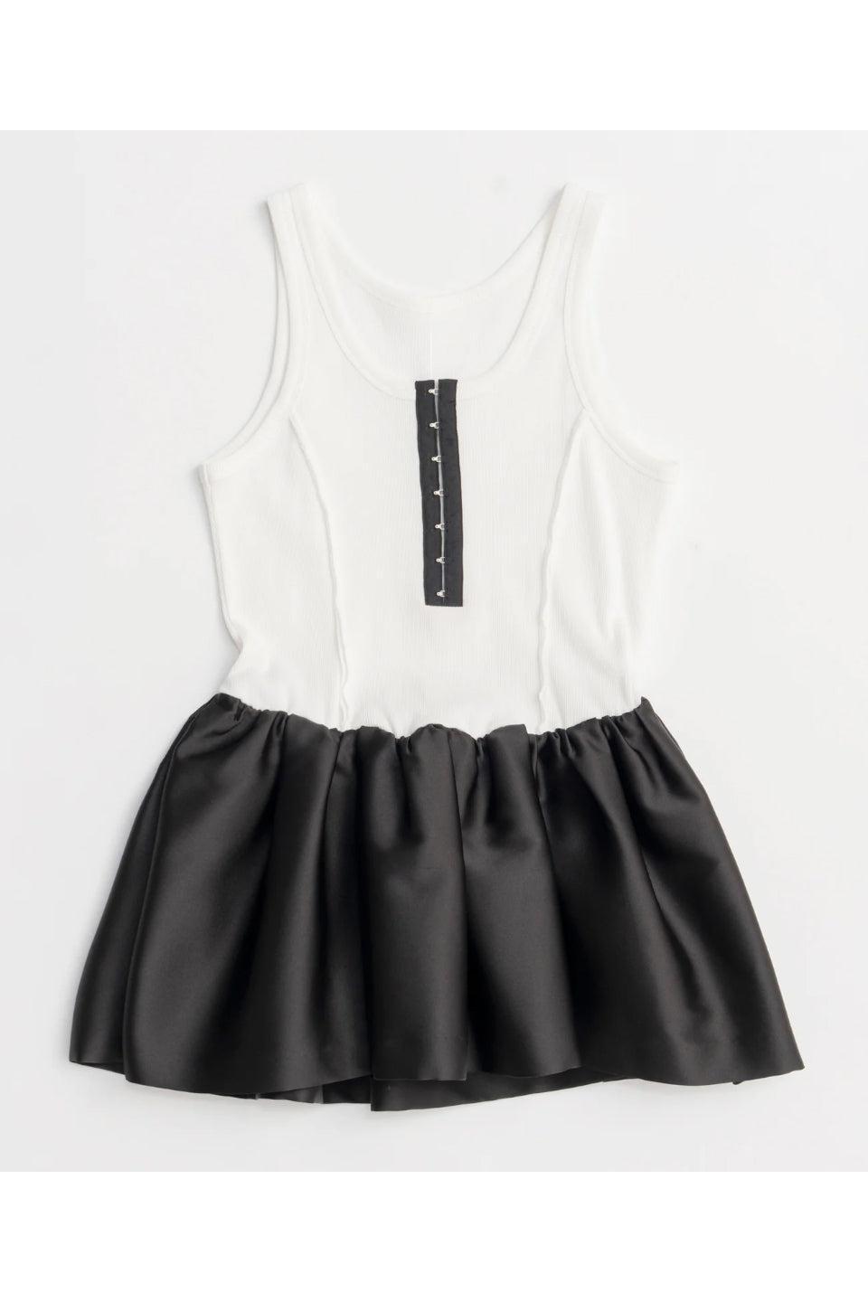 MAISON SPECIAL-Satin Combination Peplum Tank Top-NOWALL