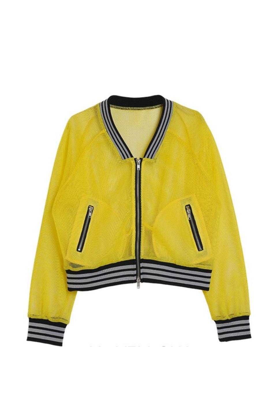 MICALLE MICALLE-Sheer Mesh Zip Blouson-NOWALL