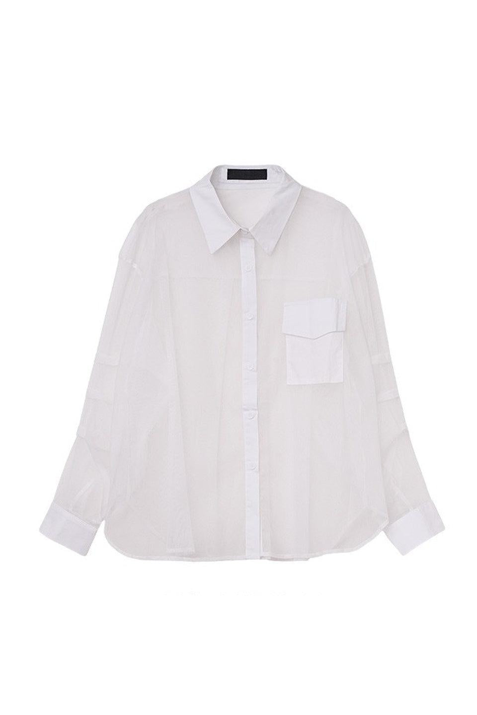 MICALLE MICALLE-Sheer Oversized Shirt-NOWALL