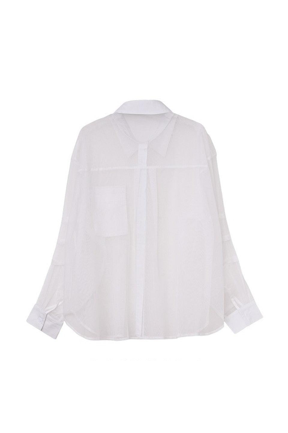 MICALLE MICALLE-Sheer Oversized Shirt-NOWALL