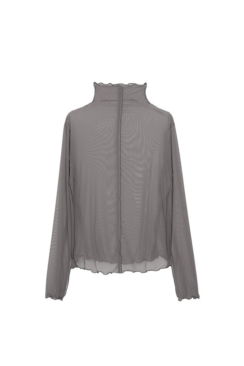 MICALLE MICALLE-Sheer Turtleneck Top-NOWALL