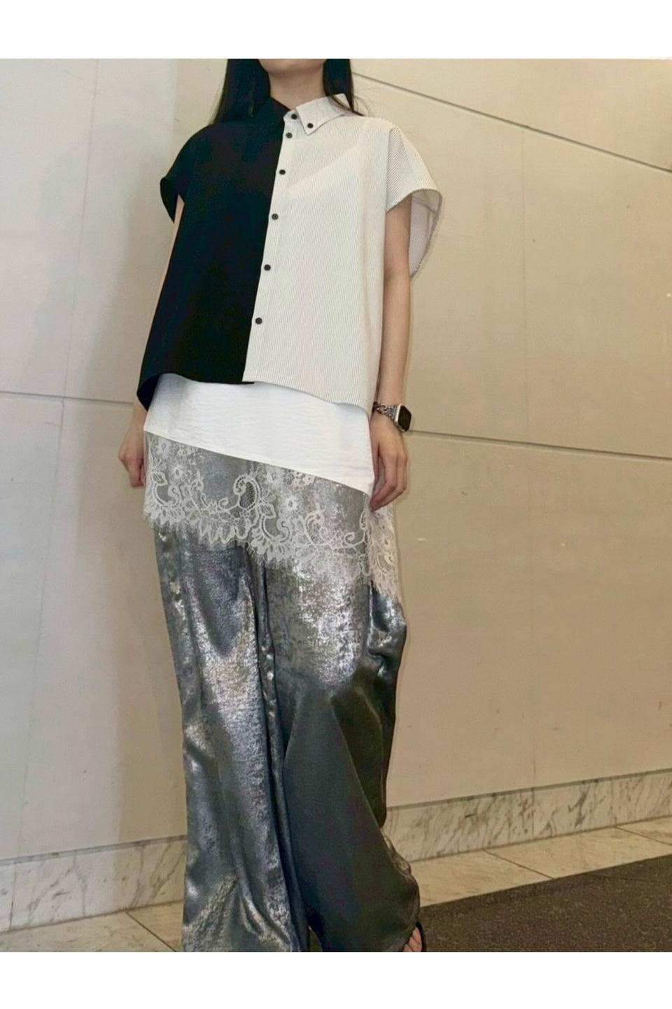 MICALLE MICALLE-Shiny Easy Wide Pants-NOWALL