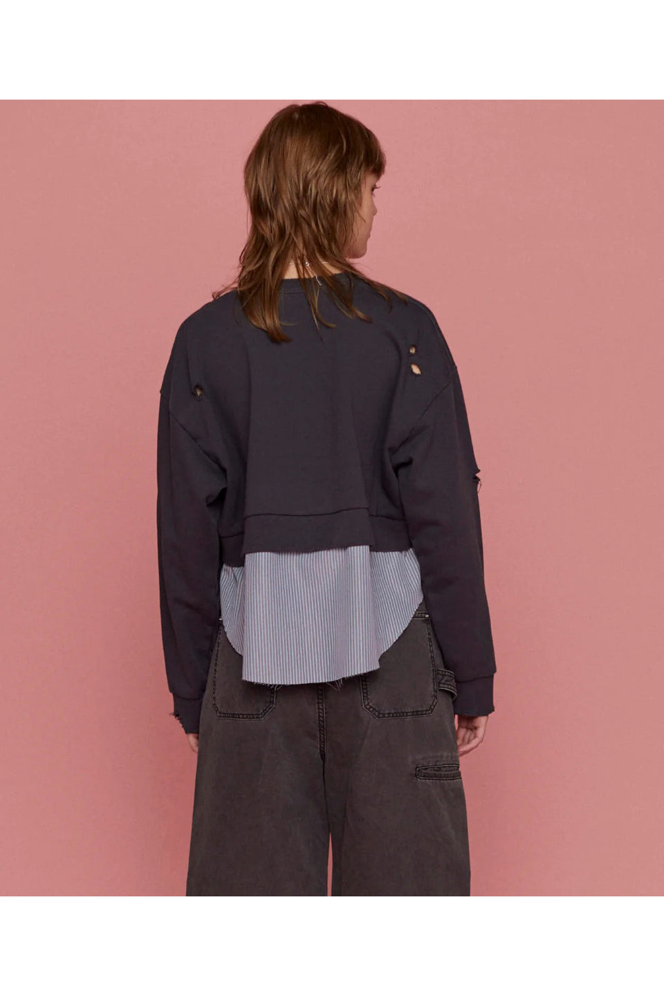 MAISON SPECIAL-Shirt Layered Crush Processing Sweatshirt-NOWALL