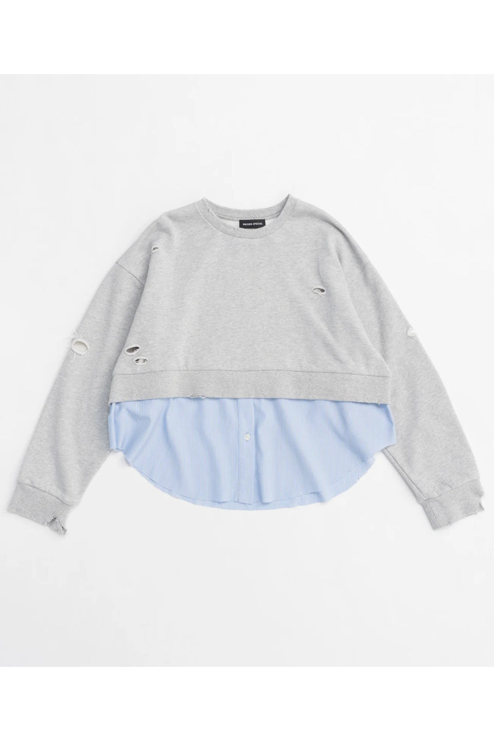 MAISON SPECIAL-Shirt Layered Crush Processing Sweatshirt-NOWALL