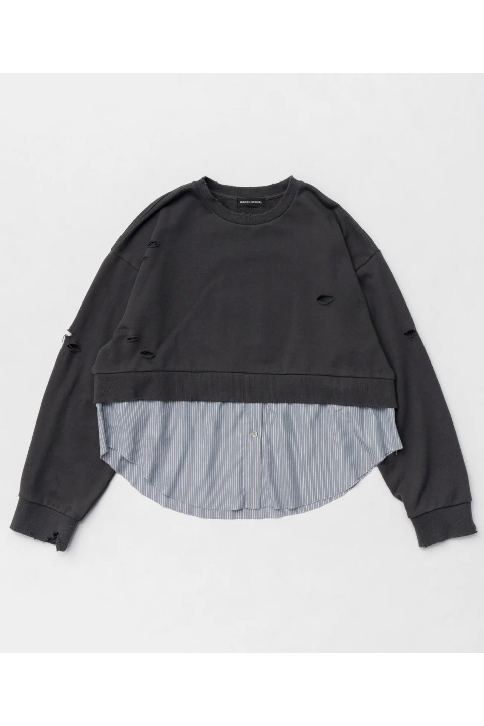 MAISON SPECIAL-Shirt Layered Crush Processing Sweatshirt-NOWALL