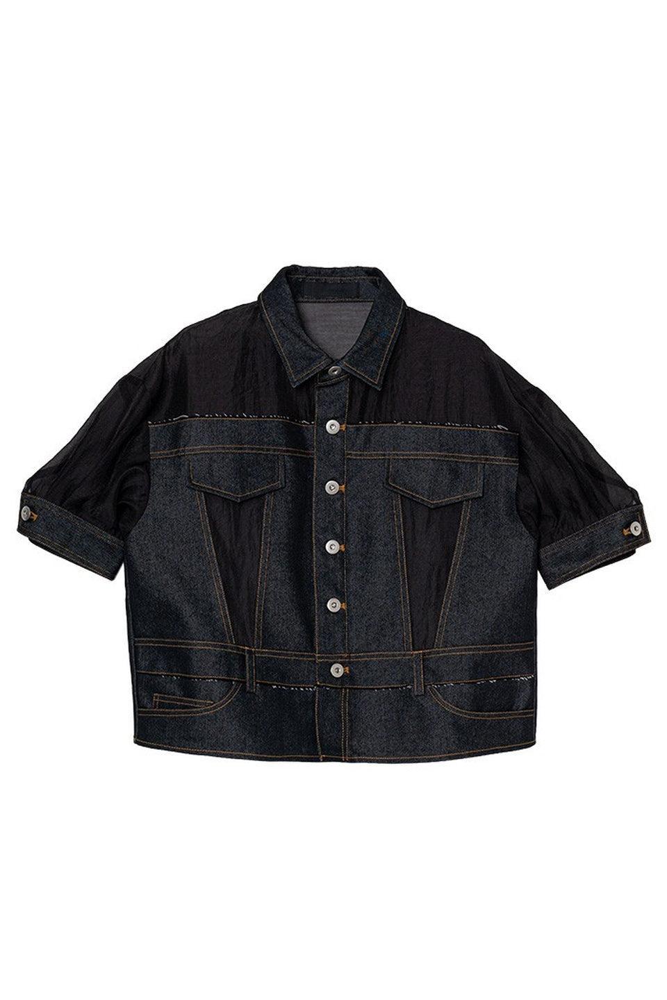 MICALLE MICALLE-Short Sleeve Denim Jacket-NOWALL