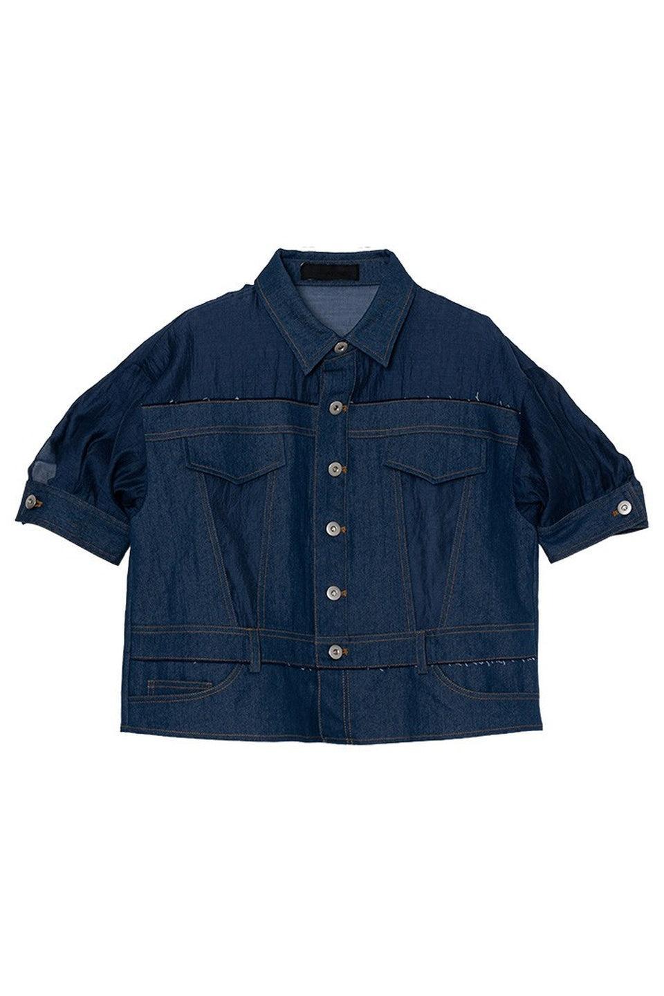 MICALLE MICALLE-Short Sleeve Denim Jacket-NOWALL