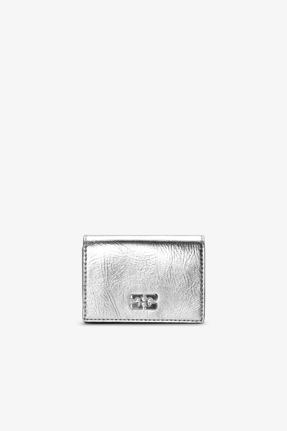 GANNI-Silver Metallic GANNI Bou Flap Card Holder-NOWALL