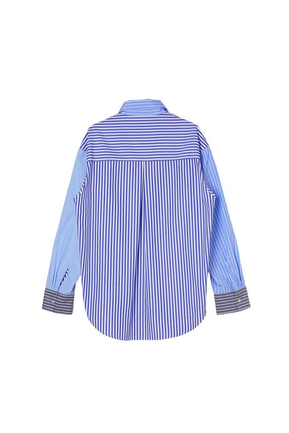 MICALLE MICALLE-Stripe Mix Pattern Shirt-NOWALL