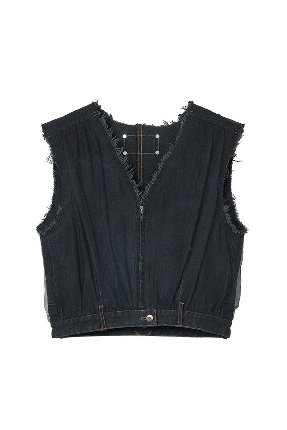 MICALLE MICALLE-Tulle Docking Denim Vest-NOWALL
