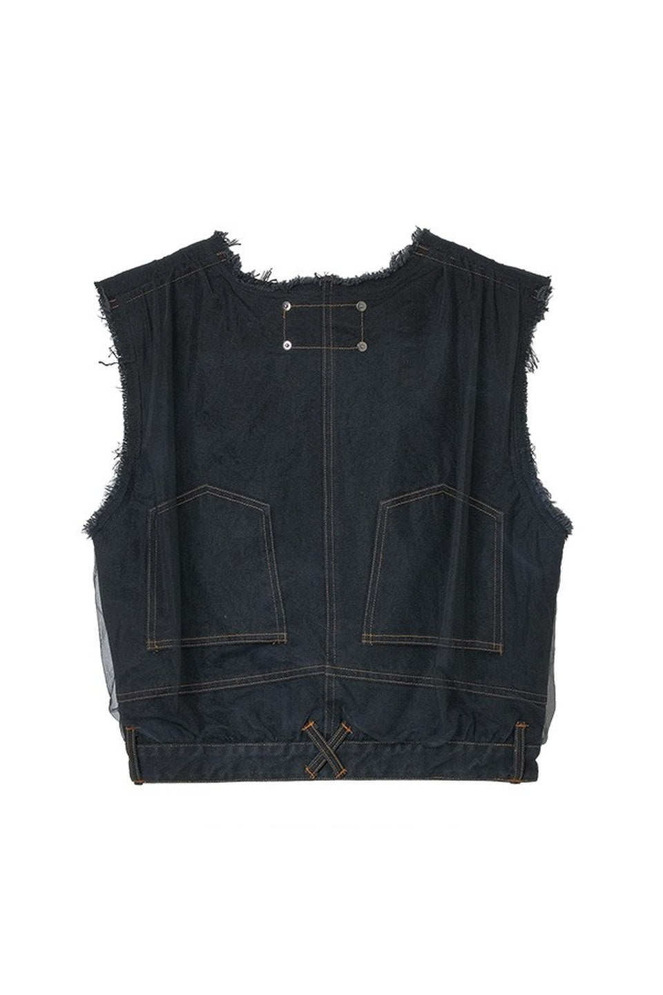 MICALLE MICALLE-Tulle Docking Denim Vest-NOWALL