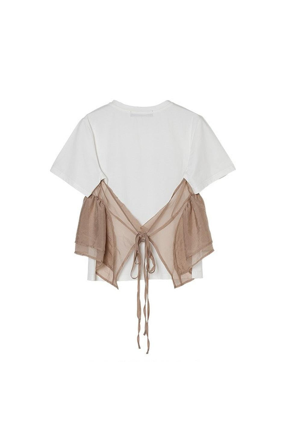 MICALLE MICALLE-Tulle Docking Short Sleeve Tee-NOWALL