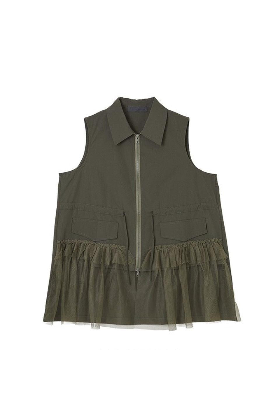 MICALLE MICALLE-Tulle Hem Utility Vest-NOWALL