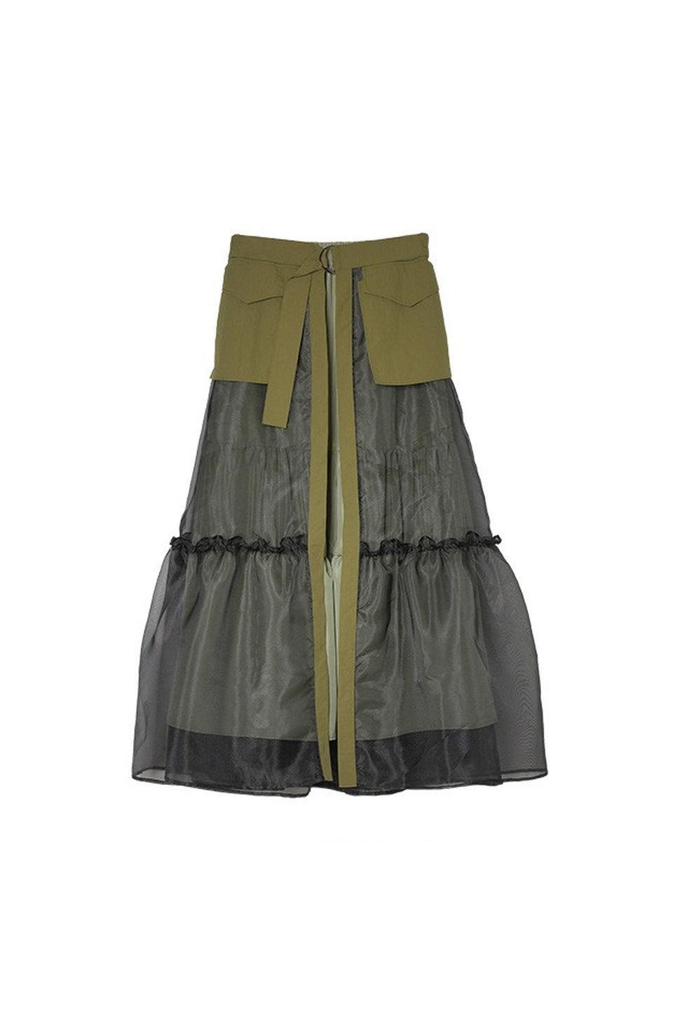 MICALLE MICALLE-Tulle Layered Long Skirt-NOWALL