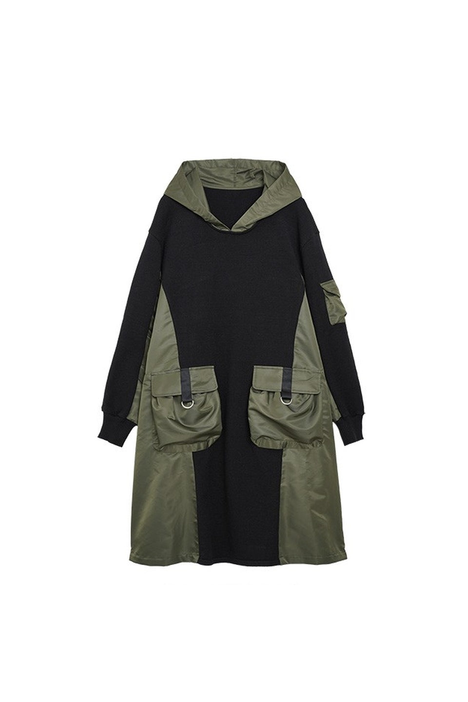 MICALLE MICALLE-Utility Mix Hooded Dress-NOWALL