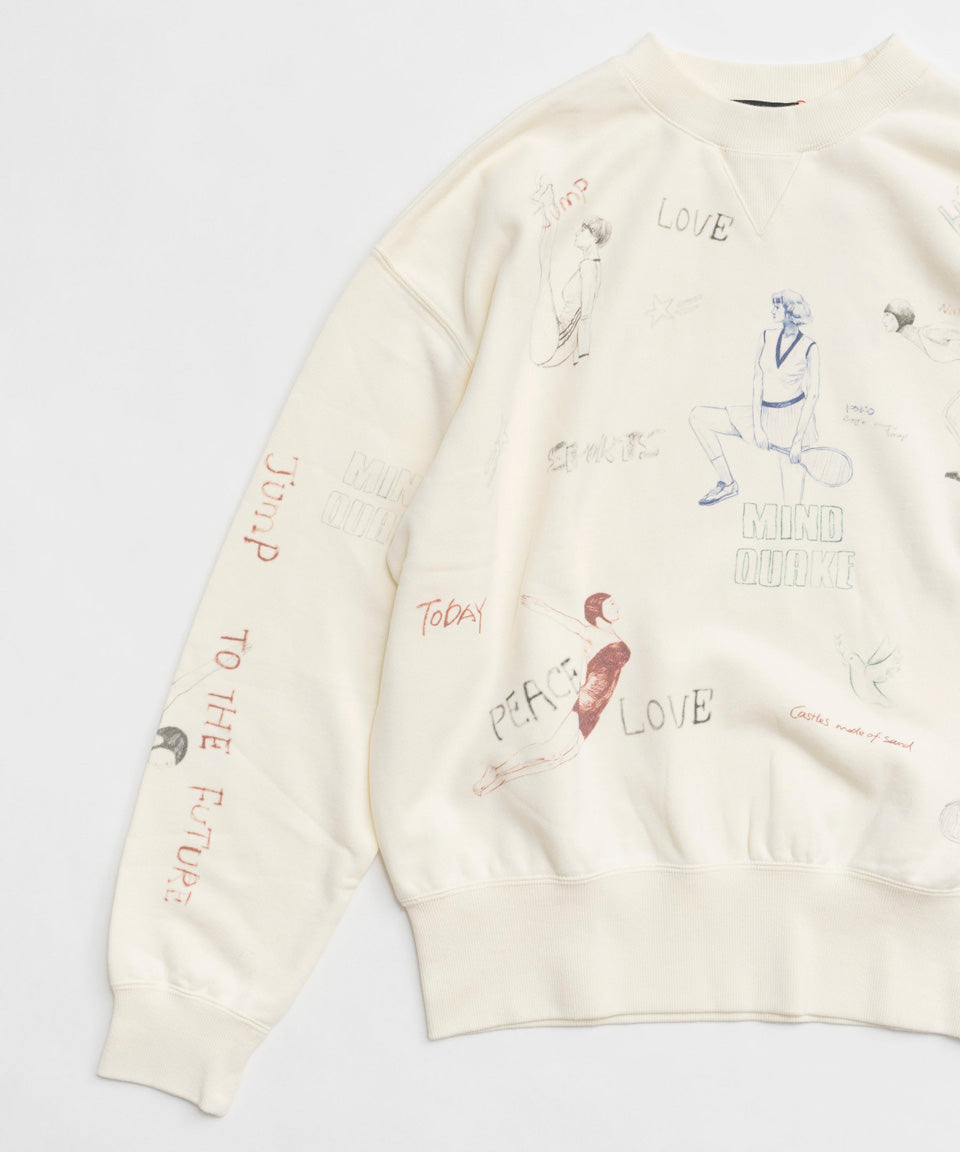 MAISON SPECIAL-Vintage Style Drawing Sweatshirt-NOWALL