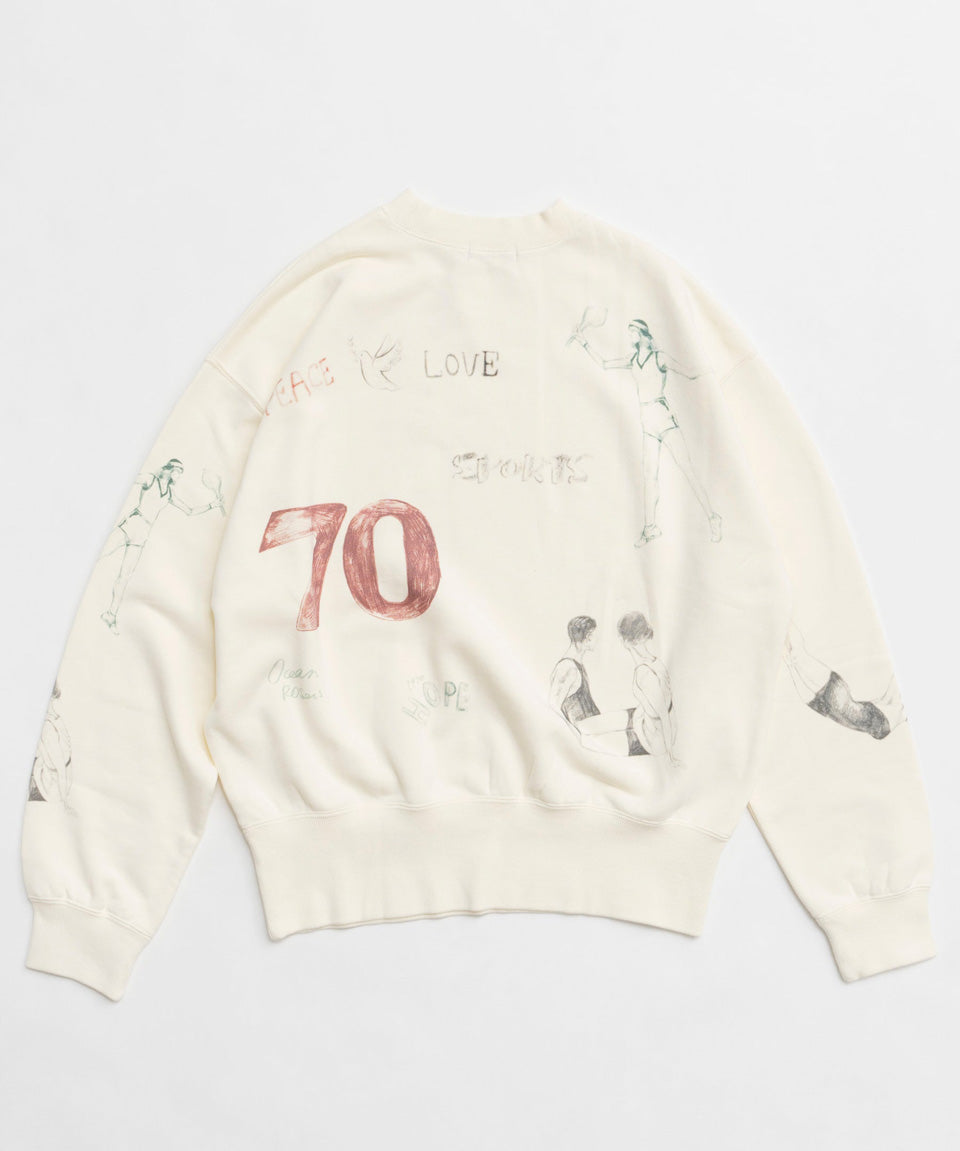 MAISON SPECIAL-Vintage Style Drawing Sweatshirt-NOWALL