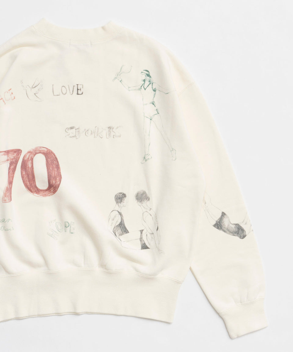 MAISON SPECIAL-Vintage Style Drawing Sweatshirt-NOWALL