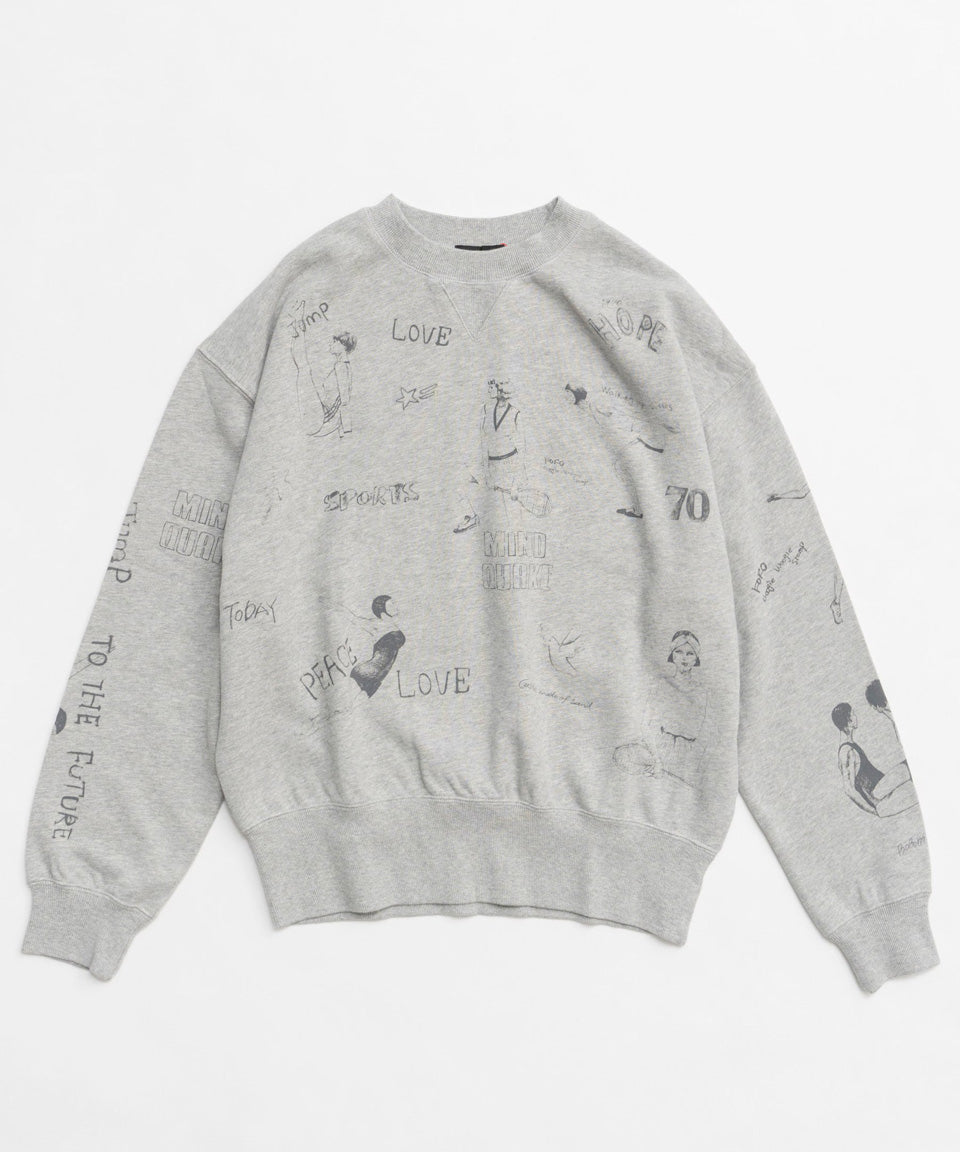 MAISON SPECIAL-Vintage Style Drawing Sweatshirt-NOWALL